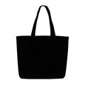 Plain Natural/Black Horizontal Cotton Canvas Tote Bag Zip & Inner Pocket