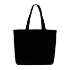 Plain Natural/Black Horizontal Cotton Canvas Tote Bag Zip & Inner Pocket
