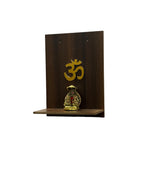 Wooden Temple with Golden Om, Wall Hanging Mandir, Home and Office Wall Mounted Temple