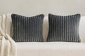 AWARD VELVETS Premium Faux Rabbit Fur Plush Luxury Soft Fluffy Striped Decorative Throw Pillow/Cushion Covers for Sofa, Couch, Living Room - (Dark Grey, 16 x 16 inch) Set of 1