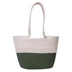 BEAUTIFUL HOMMIES Attractive Hand Bag |large Tote Bag |Summer Bag | Bucket Bag | Basket Bag | Bamboo Tote | Beach Bags for Women|Boho Bag|Handbag |Jute Bag |Handmade Bag (GREEN WHITE)