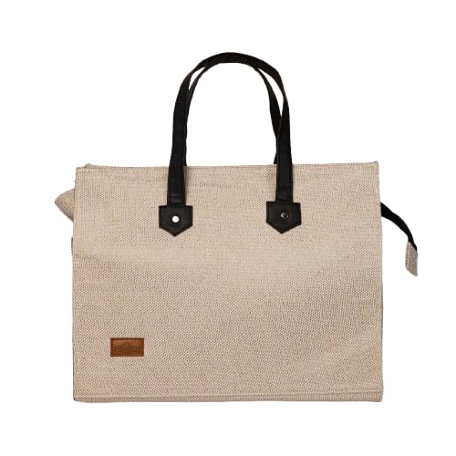 FOHOGO Jute Bag for Unisex | Lunch Bag/Tiffin Bag/Carry Bag/Jute Bag | Tote Bag for office (Beige, Medium (14”x11”x5”))
