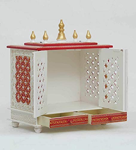 Jodhpur Handicrafts Home Temple, Pooja Mandap Mandir for e Big Size Temple for Home with Door Pooja Stand for Home Wall Mount Size LXBXH 20X12X24 Inch