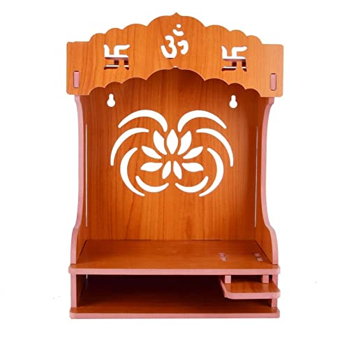 Lexical Wooden Readymade Wall Hanging Puja Temple for Home God Stand for Pooja Room Mandir Wood Devghar Stand for Office and Shop Lexical-390