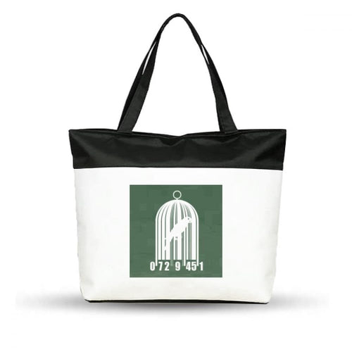 3NH® Barcode Shopping Scanning Birdcage Cotton Canvas Tote Bag