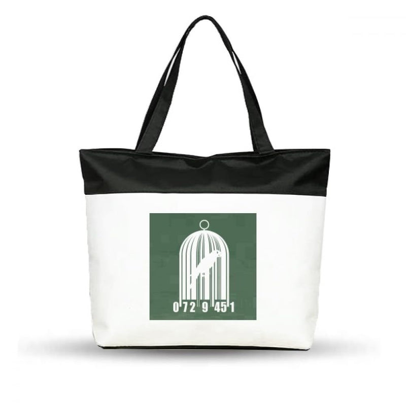 3NH® Barcode Shopping Scanning Birdcage Cotton Canvas Tote Bag