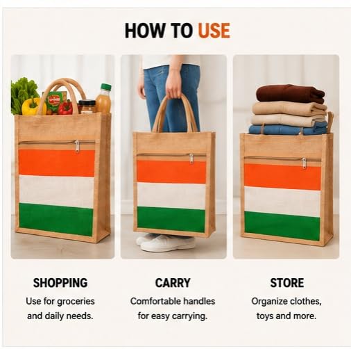 Printed Canvas Tote Bag | Eco-Friendly Cotton Shopping Bag | Reusable Shoulder Tote | Grocery, College, Office, Travel & Daily Use Carry Bag (Design 9)