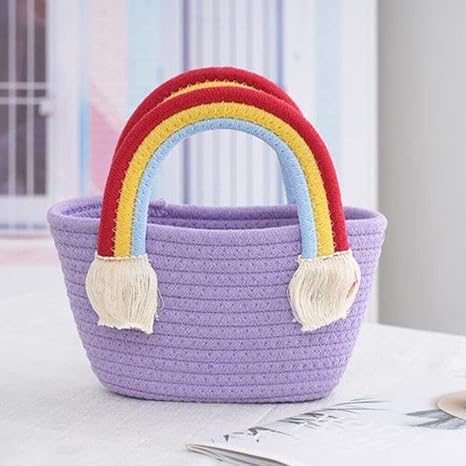 BEAUTIFUL HOMMIES Attractive Hand Bag | large Tote Bag | Summer Bag | Bucket Bag | Basket Bag | Bamboo Tote | Beach Bags for Women | Boho Bag| jute Bag | Handmade Bag|Sling Bag (Purple)
