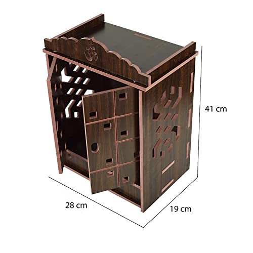 Lexical Wooden Readymade Wall Hanging Puja Temple for Home God Stand for Pooja Room Mandir Wood Devghar Stand for Office and Shop Lexical-444