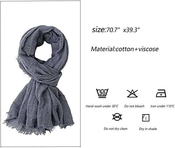 ICW Women's Premium Wrinkle Ironless Crinkled Cotton Hemp Summer Scarf Stoles Shawl for Female Head Scarves For Girls (Pack Of 3), Black ,White,Gold