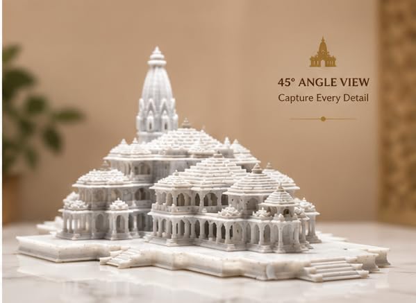 Ayodhya Ram Mandir 3D Printed Marble Finish Temple Model 26x17x11cm