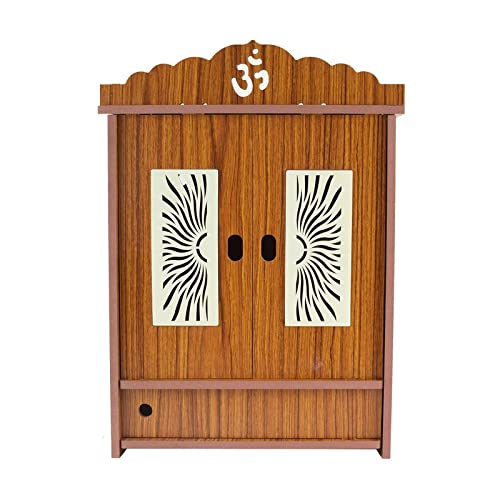 CrazyInk Wooden Readymade Wall Hanging Puja Temple for Home God Stand for Pooja Room Mandir Wood Devghar Stand for Office and Shop Crazyink-454