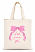 THE PEARLS STUDIO Canvas Tote Bag for Women & Girls | Reusable Shopping Bag | (PINK BOW)