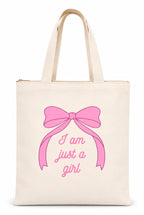THE PEARLS STUDIO Canvas Tote Bag for Women & Girls | Reusable Shopping Bag | (PINK BOW)