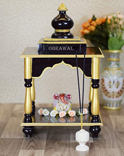 OBRAWAL Temple | Home Temple | Office Temple | Wooden Temple | Pooja Mandir for Home | Temple for Home - [LxWxH] (10x10x16, WTEM01D)