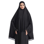 ICW Women Stretchable Jersey Jilbab Cum Prayer khimar Hijab (Free Size) 42 Inch (Black)