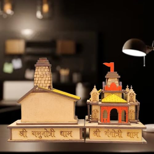 A&S Ventures Char Dham Temple 3D Model - MDF Wood Gangotri Dham Yamunotri Dham Home Decor, Showpiece