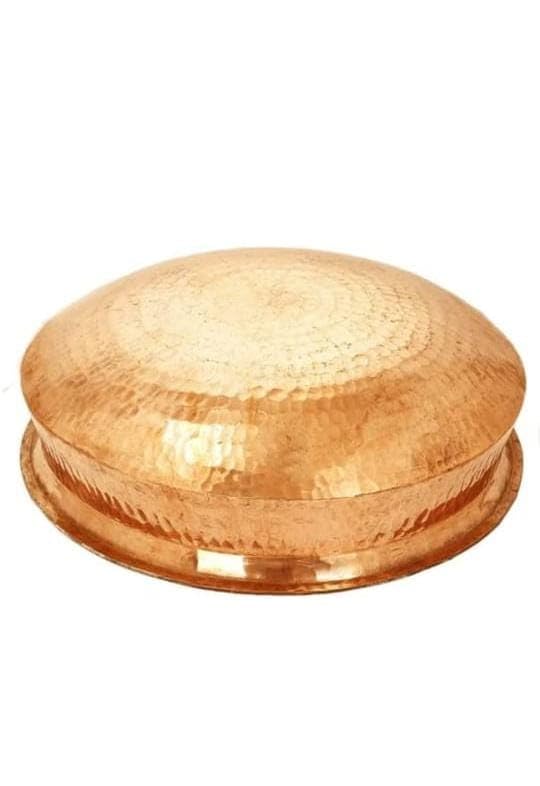 biryani Handi,Pure Copper Lagan Handi Dish pan with Tin Lining, Cookware and Serveware,5 to 6 litres, Heavy Gauge Diameter 12 inch Dum Biryani Rice and Veg/Nonveg,Copper Pot Weight 2500 gm