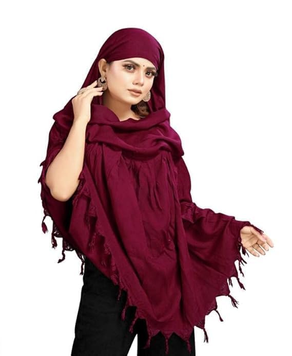 Jazelora Pure Cotton Soft & Breathable Sun Protection Scarf For Women Plain Scaff| Universal Size | For Girl & Women (rani)