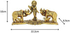 Prince Home Decor & Gifts Cow Pair with Krishna Standing Home Decor Luck Holy with Calf Statue Spiritual Showpiece (Multicolour)