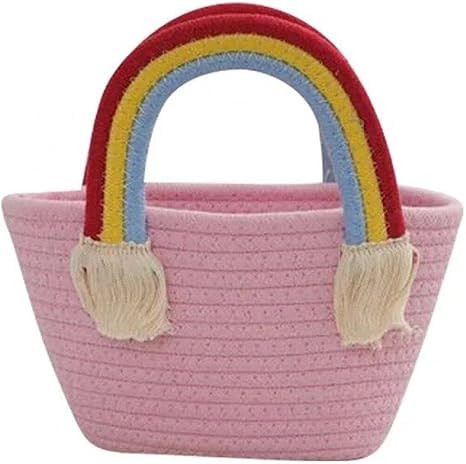 BEAUTIFUL HOMMIES Attractive Hand Bag | Large Tote | Summer Bucket | Bamboo Beach Basket for Women | Boho Jute Handmade Sling (Pink)