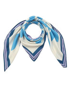 Beau Design Women's Stylish Square Polyster Trendy Digital Printed Fashion Head Neck Scarf Stole Wrap - Blue White Large 29 X 29