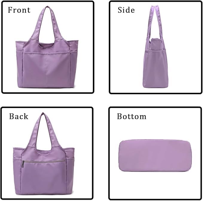 Voroly Tote Bag Women Casual Handbag Shoulder Bag Purses with Zipper and Pockets for Work School Gym Travel Shopping (PURPLE)