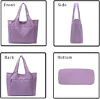 Voroly Tote Bag Women Casual Handbag Shoulder Bag Purses with Zipper and Pockets for Work School Gym Travel Shopping (PURPLE)