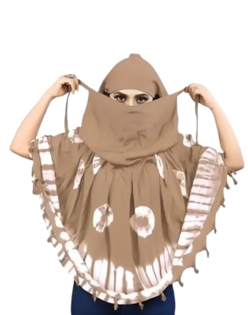 Krevaa Stylish Printed Pattern Fancy Scarf With Sun Protection Cover Face Cotton Mask for Women's and Girls.Tie-Dye Scarf for Women, Maroon and White, Hijab Style (CREAM)