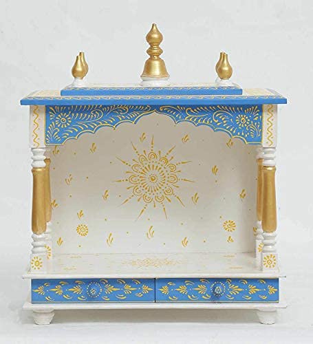 Jodhpur Handicrafts Wooden Home Temple, Home Temple Pooja Mandir with Door Pooja Room Stand Size LXBXH 20X12X24 INCH