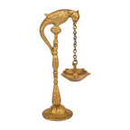 Svarup Traditional Brass Parrot Design Hanging Table Diya Stand: Perfect for Home Entrance Decor, Diwali, Temple, Wedding, Pooja, and Puja Gifts