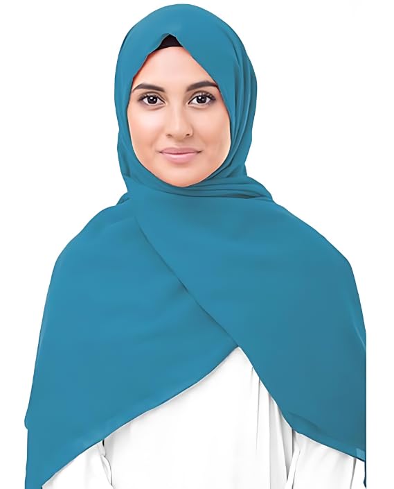 Masrat Collection Poly Georgette Scarf Women Girls Wrap Large Size Hijab Dupatta (Sky Blue)