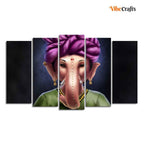 VIBECRAFTS Portrait of Ganesha Canvas Wall Painting Set of Five Pieces For Home|Office|Living Room|Gift (PTVC5Pcs2_6595)