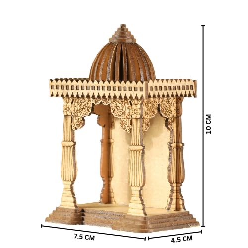 LASER ART Wooden Mini Home Temple with Khatu Shyam Baba for Car Dashboard Desk Organizer Home Decor 10cm x 7.5cm x 4.5cm