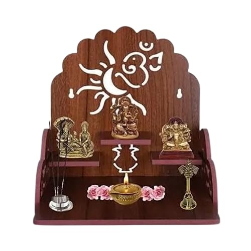 Table Top Home Mandir Temple Home Decor Beautiful Wooden Temple (Maroon)