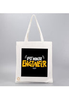 TAJNAN Reusable Tote Bags|100% Organic Cotton Grocery Bag|Eco-Friendly, Multi-Purpose Bag|Sturdy Canvas Bag with 15kgs Capacity | Multiple Stylish Designs,Pack of 1(Last Minute Engineer)
