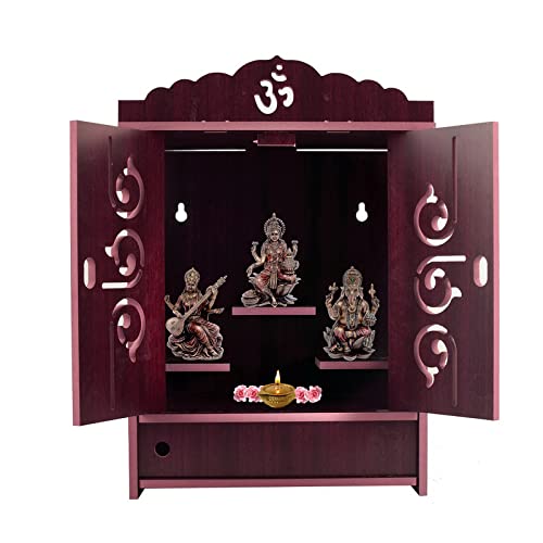 Krupasadhya Fully Handmade Beautiful Small Wooden Art Home and Office Temple/Pooja Mandir (456 T)