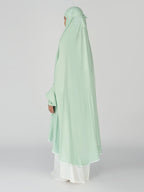 ANA Raha Green Solid Prayer Dress – Premium Modal Namaz Makhna with Tie Knot | 50″ Front × 58″ Back | Attached Sleeves | Lightweight, Breathable, Ready to Wear for Hajj, Umrah & Salah
