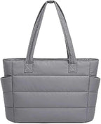 PEXCOO Premium Large Tote Bag for Women with Compartments, Quilted Puffer Shoulder Handbag with Laptop Compartment, Stylish Office, College & Travel Bag for Women, Work & Daily Use