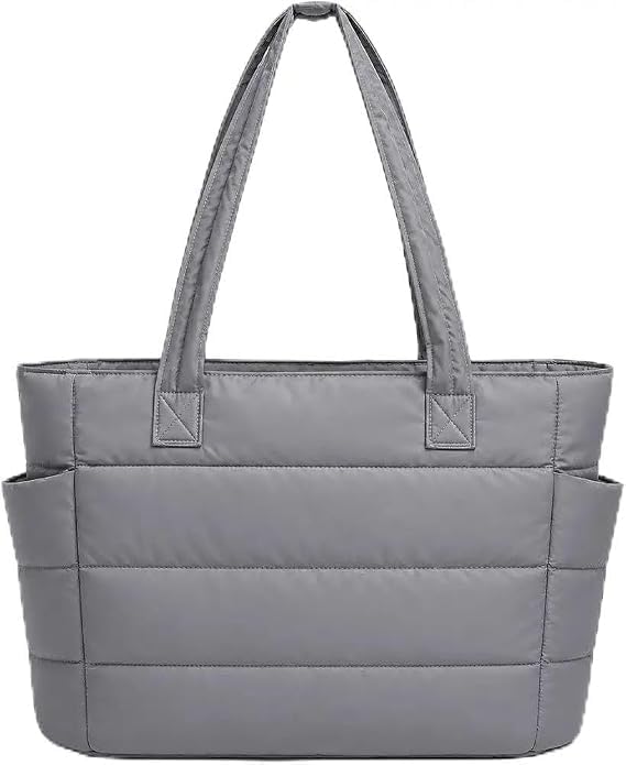 PEXCOO Premium Large Tote Bag for Women with Compartments, Quilted Puffer Shoulder Handbag with Laptop Compartment, Stylish Office, College & Travel Bag for Women, Work & Daily Use