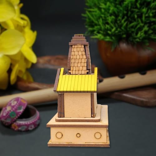 A&S Ventures Yamunotri Temple 3D Wooden Chardham Uttarakhand Mandir, Multicolour Pooja Decor & Showpiece