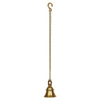 ARTVARKO Brass Hanging Bell Ghanti for Home Temple Decor Pooja Room Mandir, Puja Bell with Sound, 20 Inches Long Brass Chain & Hook, Ideal Religious Gift