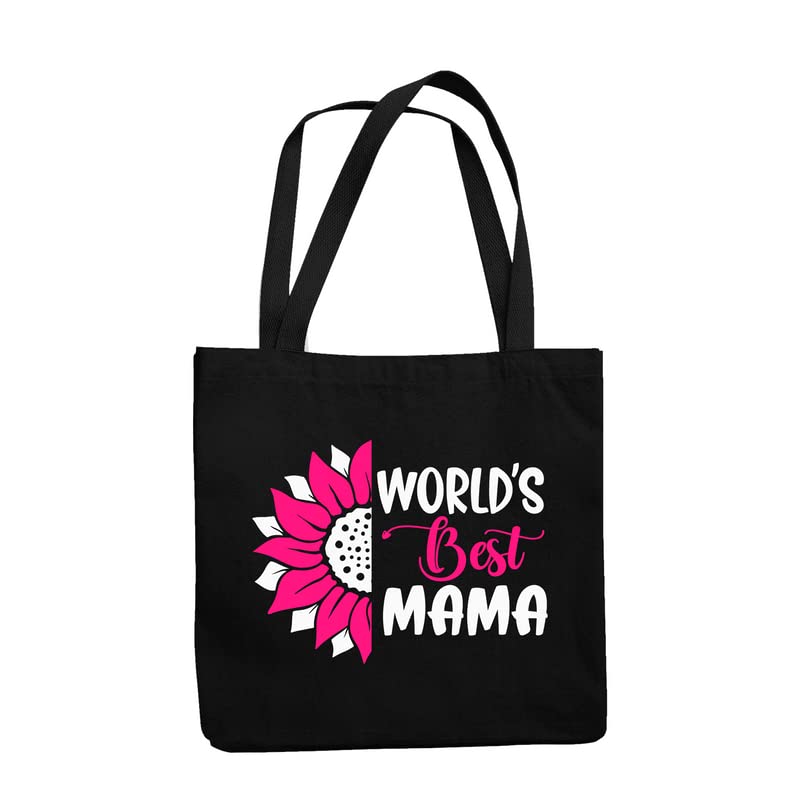 TheYaYaCafe Mother Day Printed Canvas Cotton Black Tote Bag with Zipper for Mother, Tote Bag for Mom | Multipurpose bag | Lightweight