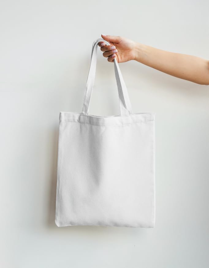 Studio JoySprout Warli Art Canvas Tote Bag | Roots of India Maharashtra Cotton Shopping Bag | Open Top Non Zipper | White | Unisex