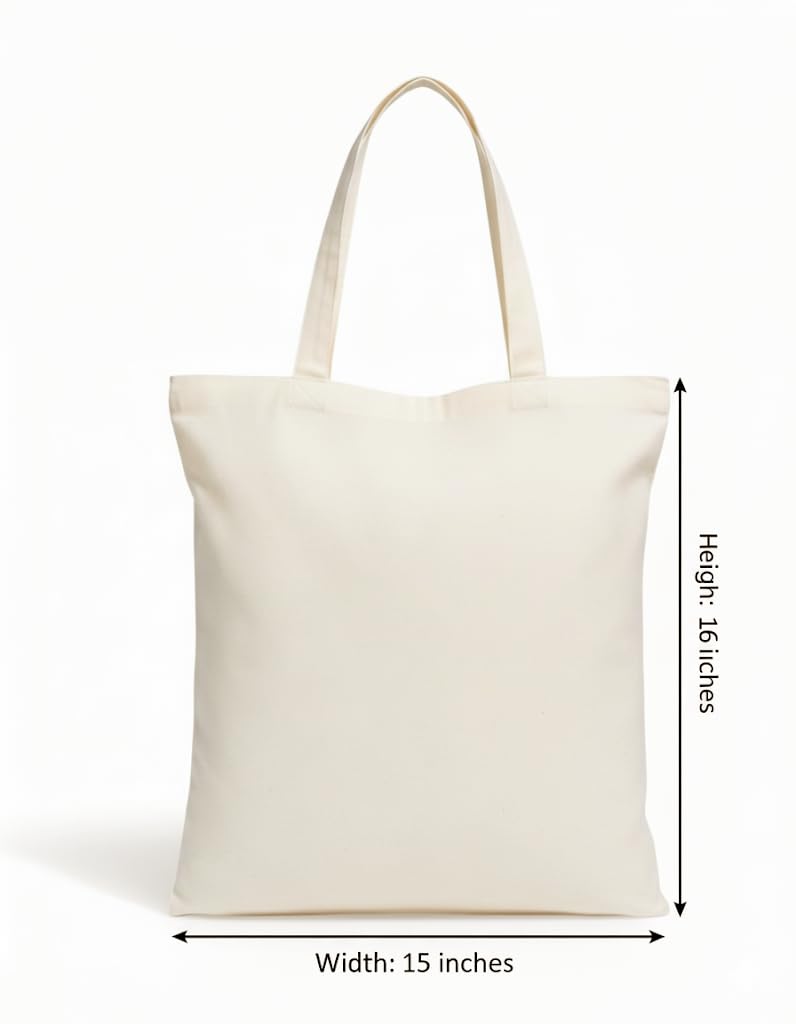 Eco-Friendly Natural Cotton Tote Bag for Women, Lightweight & Reusable for Shopping, Gifts & Daily Use (3, Natural, Medium)