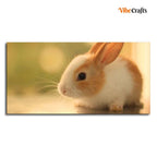 VIBECRAFTS Canvas Paintings for Living Room Drawing Room Premium Cute White & Brown Bunny Canvas Wall Painting Wall Painting Fitted with Wooden Frame for Home | Office | Gift (PTVCH_2319)