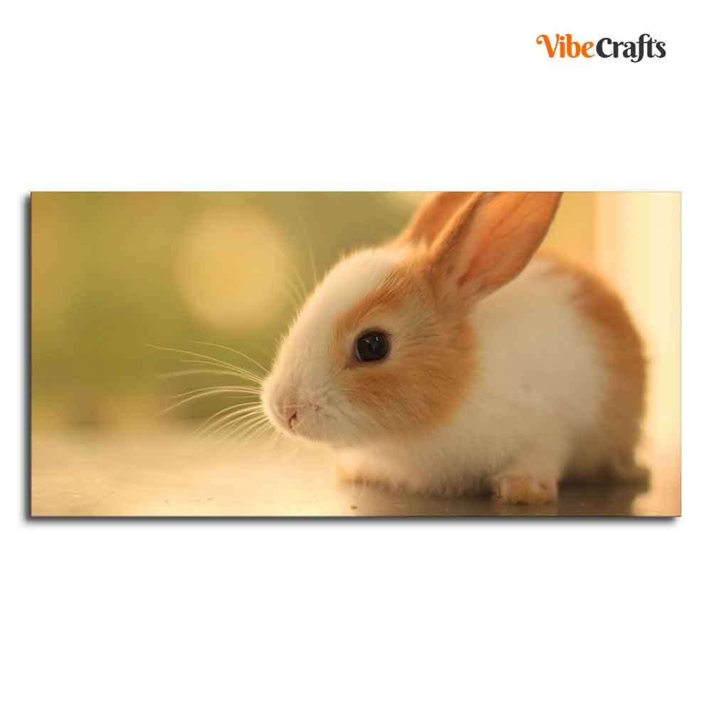 VIBECRAFTS Canvas Paintings for Living Room Drawing Room Premium Cute White & Brown Bunny Canvas Wall Painting Wall Painting Fitted with Wooden Frame for Home | Office | Gift (PTVCH_2319)