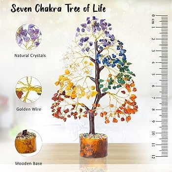 7 Chakra Gamstone Crystal Tree for Positive Energy & Home Decor,