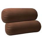 Trance Home Linen 100% Cotton 16x32 inch 200TC Striped Bolster Cover | Round Bed Side Long Bolster Pillow Cover to fit 24 Length 9 Dia | Pack of 2 Bolster Cover only (16x32 inch,Chocolate Brown)