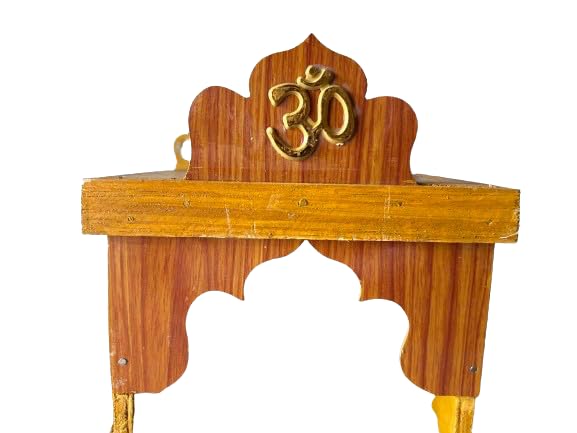 Divine Beautiful Wooden Pooja Stand for Home Pooja Mandir for Home Temple for Home and Office Puja Mandir for Home Size (H- 25, D- 16, W-16 Cm)